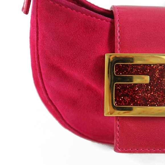 Fendi 💝 Pink Suede Mini Croissant Bag - Picture 9 of 10